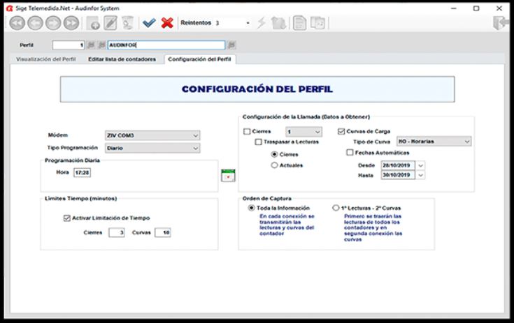 comunicacion telemedida audinfor zaragoza sige software perfil configuracion perfil